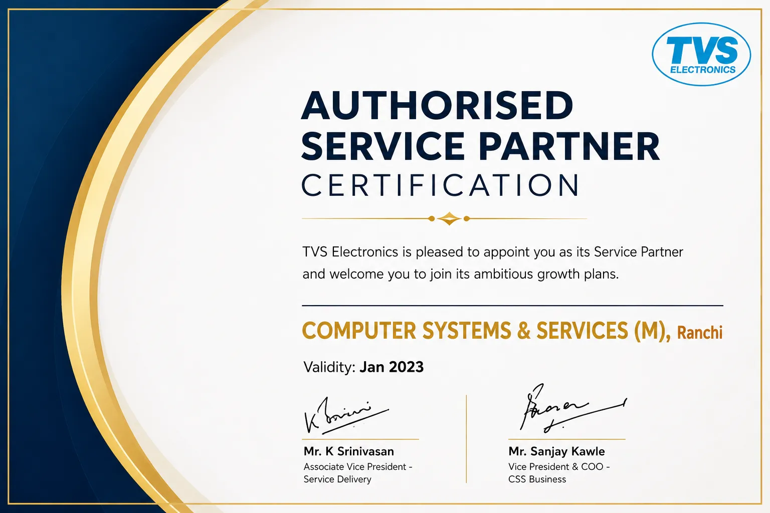 TVS Certificate